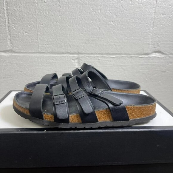 Birkenstock Delmas Black Leather Strappy Sandals Slides Slip On 39 EU/8 US - Picture 4 of 12